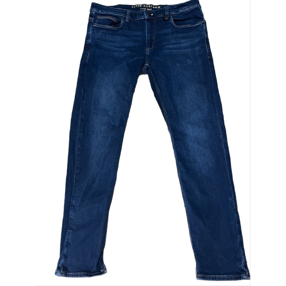 Peter England SkinnyJeans Mens 34x30 Denim Cotton Stretch Dark Wash Slim Fit